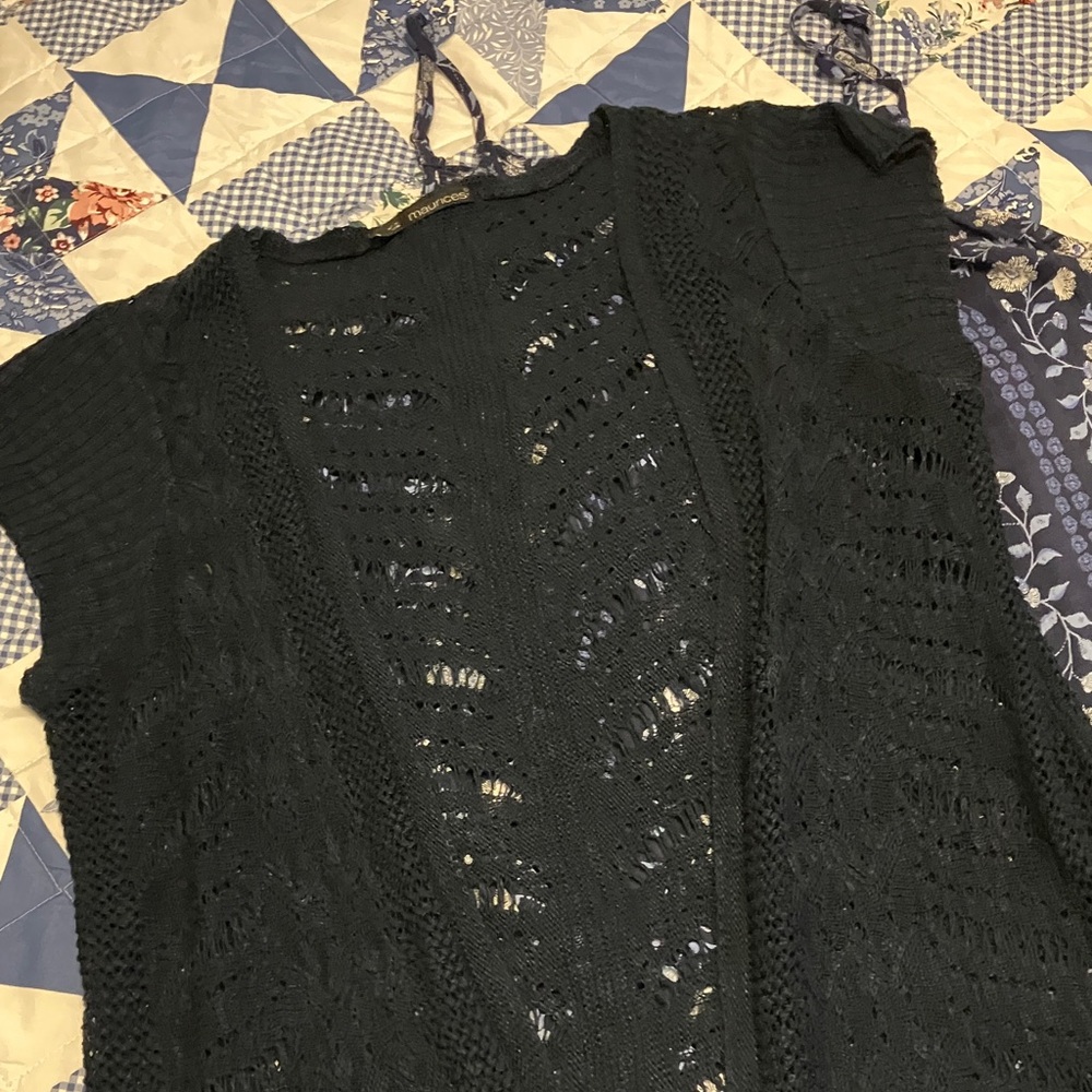 Maurices Navy Open-Knit Cardigan